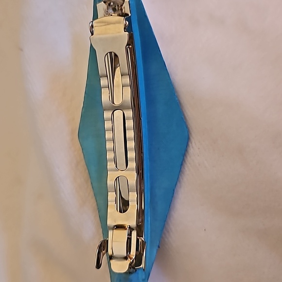 Vintage Atomic Mod Made in Taiwan Wood Turquoise Color Barrette - Picture 6 of 6